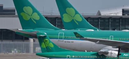 Aviones de Aer Lingus en el aeropuerto de Dubl&iacute;n.