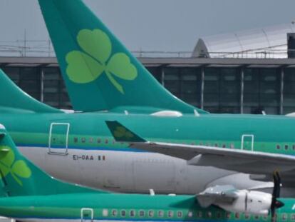 Aviones de Aer Lingus en el aeropuerto de Dubl&iacute;n.