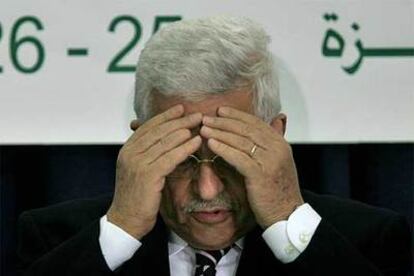 Mahmud Abbas, durante una reunión de los partidos políticos palestinos celebrada ayer en Ramala.