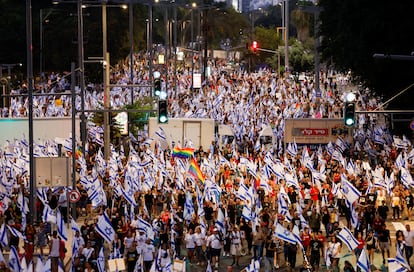 Manifestación contra la reforma judicial en Tel Aviv, este sábado.