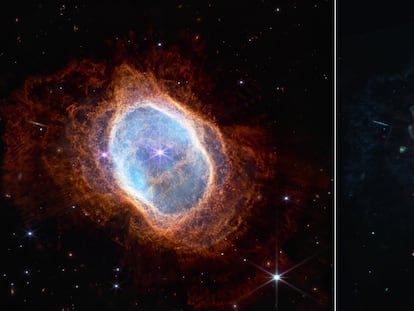 NGC 3132 es una nube de gas en expansión que rodea a una estrella moribunda que está a 2.000 años luz de la Tierra. También es conocida como Nebulosa del Anillo del Sur, y solo es visible desde el hemisferio austral.
