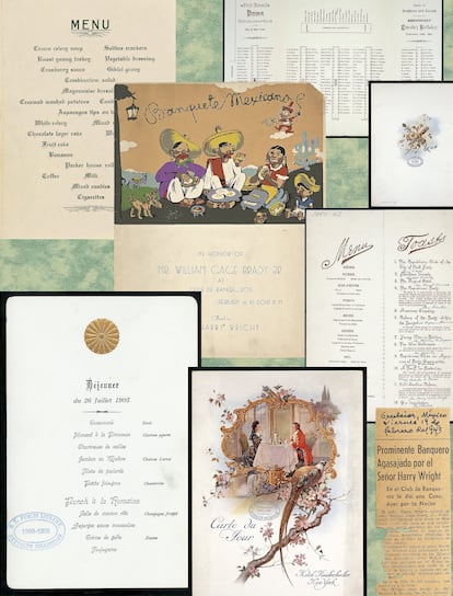 Collage of menus from the archive at the New York Public Library.