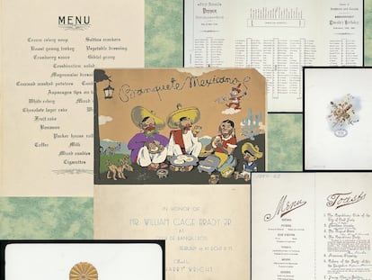 Collage of menus from the archive at the New York Public Library.