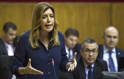 La presidenta de la Junta, Susana D&iacute;az, en el Parlamento de Andaluc&iacute;a en Sevilla, el 13 de noviembre de 2014.