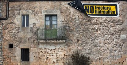 Cartel contra el 'fracking' en Burgos, donde un empresa quiere usar la técnica.