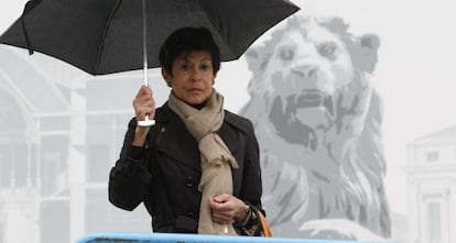 Consolación Baudín de la Lastra, herida en una manifestación de mineros en julio de 2012, fotografiada en una calle de Madrid en mayo de 2013.