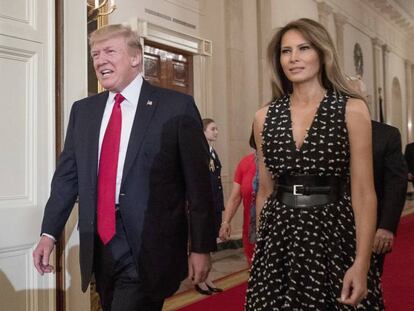 Melania Trump y el presidente Donald Trump en la Casa Blanca.
