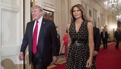Melania Trump y el presidente Donald Trump en la Casa Blanca.