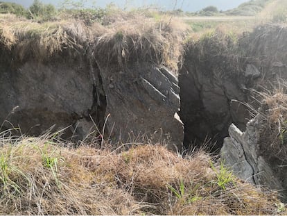 Aberturas en los terrenos de la zona norte del lago minero de Endesa, en imágenes publicadas por Amigos das Pontes en su web.