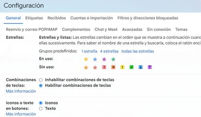 Activar atajos de teclado en Gmail