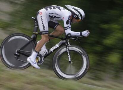 Carlos Sastre, durante una contrarreloj.