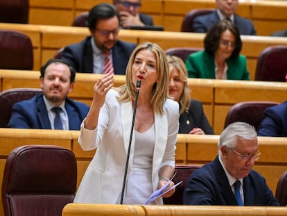 La portavoz del PP en el Senado, Alicia García, durante la sesión de control de este martes.