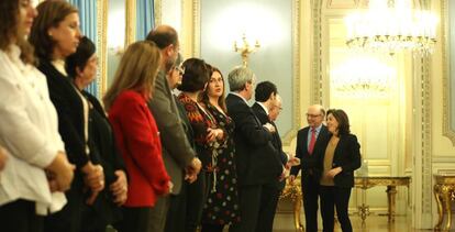 Soraya S&aacute;enz de Santamar&iacute;a junto a Crist&oacute;bal Montoro. 