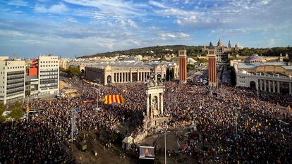 Manifestación en Barcelona durante la Diada del 11 de septiembre.