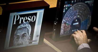 Escaño en el Parlamento portugués durante la votación del presupuesto.