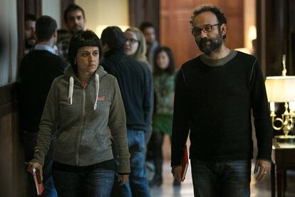 Anna Gabriel i Benet Salellas, aquest matí al Parlament.