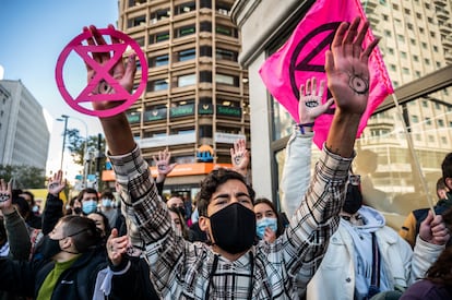 Extinction Rebellion en una protesta para luchar contra el cambio climático en Madrid, en octubre de 2021.