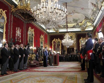 Vista general del Salón del Trono del Palacio Real, durante el discurso del rey Juan Carlos, en la celebración de la Pascua Militar.