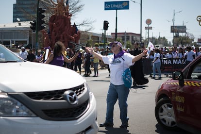 Ana Quirós, durante una protesta en las calles de Managua en 2018.