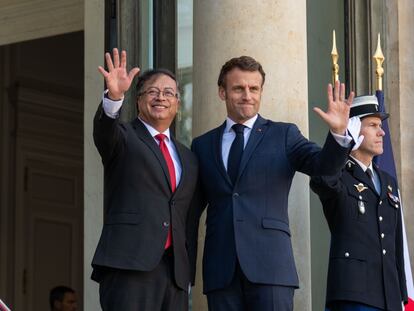 Petro y Macron, este jueves en el palacio del Elíseo, en París, Francia.