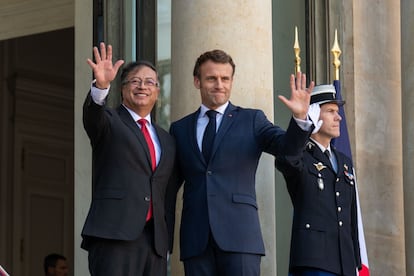 Petro y Macron, este jueves en el palacio del Elíseo, en París, Francia.