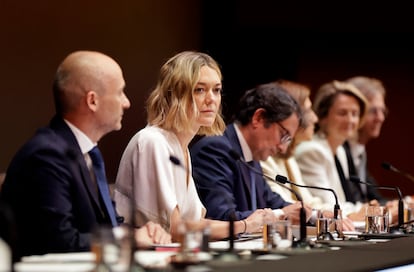 Marta Ortega, durante su primera junta como presidenta de Inditex. 