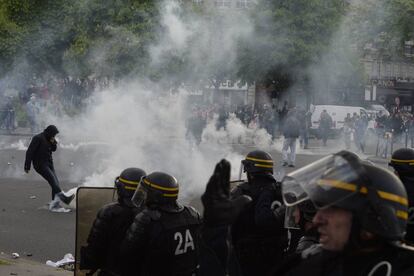 Protesta en París el 28 de abril contra la ley de reforma laboral.