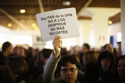 Concentración de trabajadores de la Universidad Politécnica de Madrid.