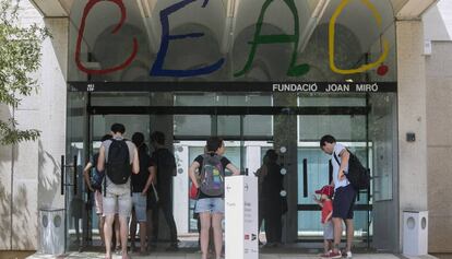 La Fundació Miró en una de las jornadas de paro del pasado mes de agosto.