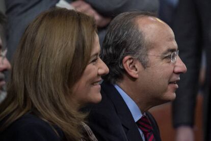 Margarita Zavala y Felipe Calderón en la Ciudad de México, en febrero de 2018.