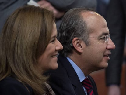 Margarita Zavala y Felipe Calderón en la Ciudad de México, en febrero de 2018.