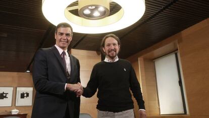 Pedro Sánchez y Pablo Iglesias, el pasdo 11 de junio en el Congreso.