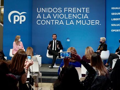 Pablo Casado, el miércoles, en el acto montado por el PP en el día internacional contra la violencia machista.