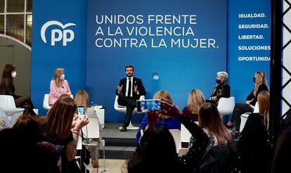 Pablo Casado, el miércoles, en el acto montado por el PP en el día internacional contra la violencia machista.