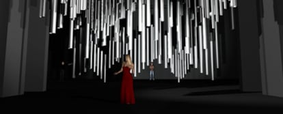 Boceto de la escenografía para <i>El gran teatro del Mundo</i> de Calderón, de la alemana Rebecca Ringst.