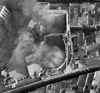 El Liceo de Barcelona, tras el incendio de 1994.