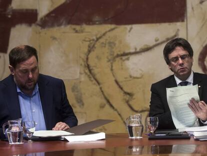 El vicepresident Junqueras i el president Puigdemont.