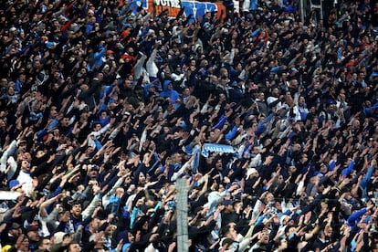 Los ultras del Olympique de Marsella, este año.