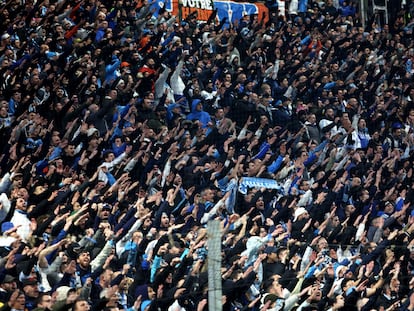 Los ultras del Olympique de Marsella, este año.