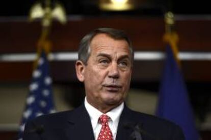 El presidente de la Cámara de Representantes, el republicano John Boehner, ofrece una rueda de prensa en el Capitolio de Washington, EE.UU..