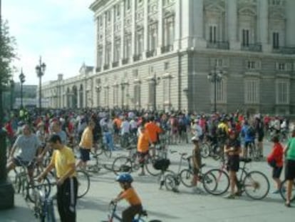 Concentración ciclista en Madrid.