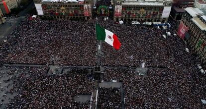 El Zócalo durante la toma de protesta de López Obrador.