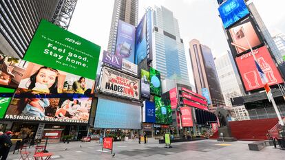 Times Square, em Nova York, em 26 de agosto.