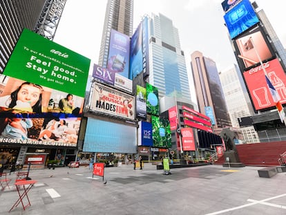 Times Square, em Nova York, em 26 de agosto.