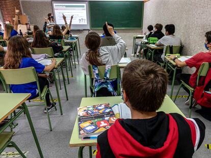 Una clase en un instituto público valenciano, este mes.