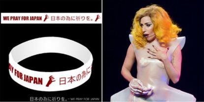 La pulsera diseñada por la cantante Lady Gaga para recaudar dinero para Japón.