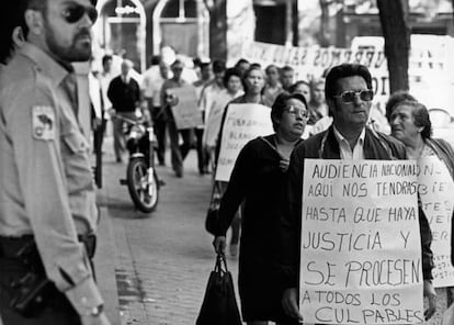 Protesta en 1985 en Madrid de afectados por el fraude de la colza.