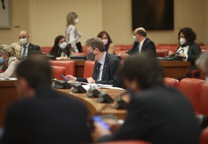 Segunda sesión de la Comisión de Presupuestos ayer en el Congreso de los Diputados.