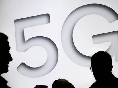 Cartel del 5G en el Mobile World Congress de Barcelona.