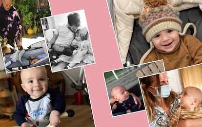 Álbum familiar de Gael Fisher, nacido el 15 de marzo de 2020. En las imágenes aparece con su bisabuelo, al que conoció tras los meses de confinamiento, con su padre y su hermana, y con su madre, la médico Erika López, que tuvo que llevar mascarilla varios días en casa tras un contacto estrecho con un paciente de coronavirus.